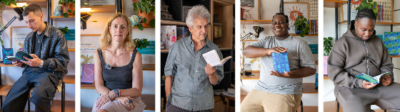 Les personnalités qui soutiennent notre campagne : Youssef Swatt's, Geneviève Damas, Bruno Coppens, Jeremie Nzita Mambu, et JM.