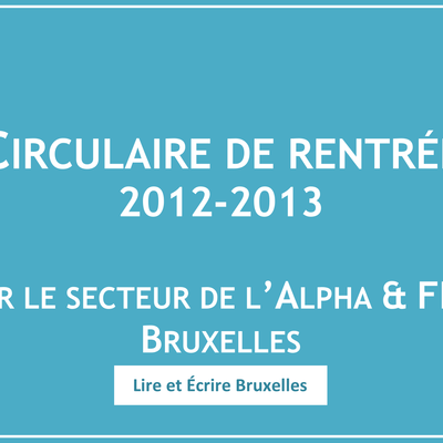 Circulaire de rentrée 2012-2013